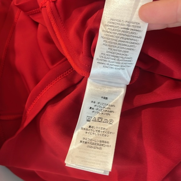 Lauren Ralph Lauren Red Ruched Stretch Jersey Surplice Long Sleeve Dress, 10 - Picture 9 of 9